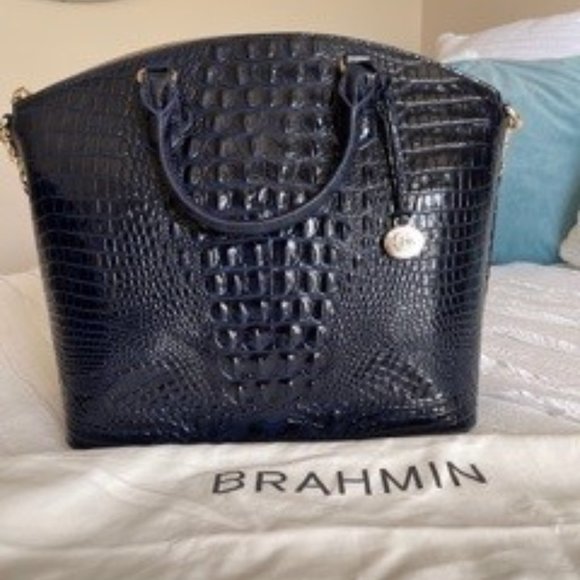 Brahmin Handbags - NWT Brahmin Large Duxbury Croc Embossed Leather Satchel - Ink Melbourne